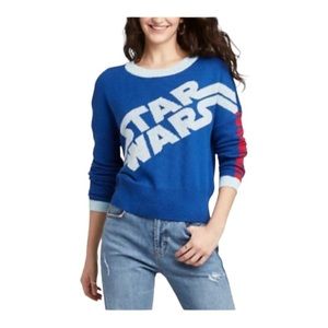 𝅺STAR Wars Sz 2x Shallow Scoop Neck Blue, Red and Graphic Long Sleeved Sweater